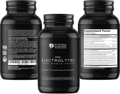 Whole Food Electrolyte Capsules - Advanced Hydration Supplement with Magnesium, Potassium & Calcium - Alternatives to Electrolyte Tablets for Supporting Muscles, Energy, & Rejuvenation (120 Count)
