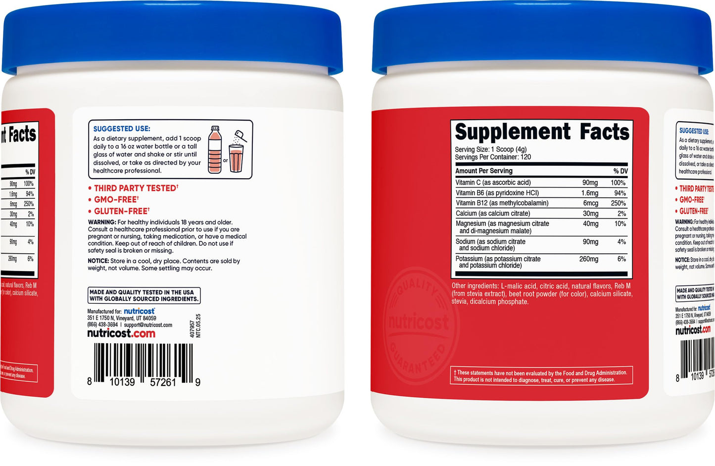 Nutricost Electrolyte Complex Powder (120 Servings, Fruit Punch) | Hydration Supplement Drink Mix with Vitamins and Minerals