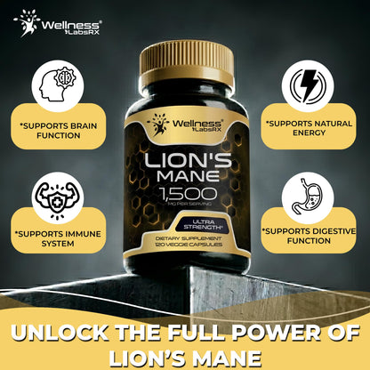 Lions Mane Supplement Capsules - 120 Count - Mushroom Supplement, Brain Supplements for Memory and Focus, Lion's Mane Mushroom Capsules Organic - Cognitive and Immune Support, Focus Supplement