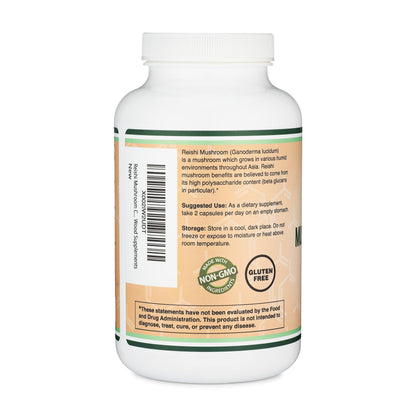 Reishi Mushroom Capsules (4:1 Ganoderma Extract, 1,000mg Red Reishi Powder Servings)