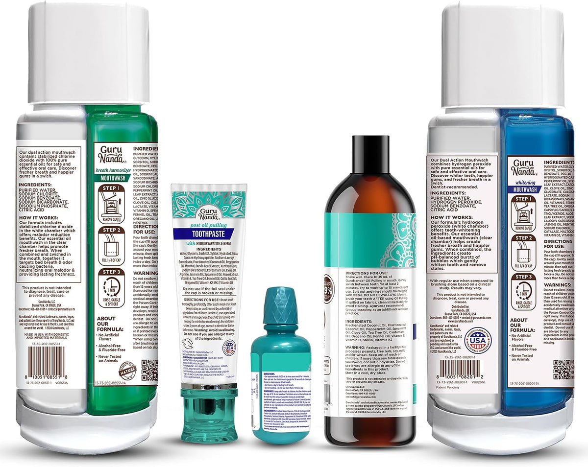 GuruNanda Oral Care Kit for Teeth Whitening, Shine Bright Stay Fresh