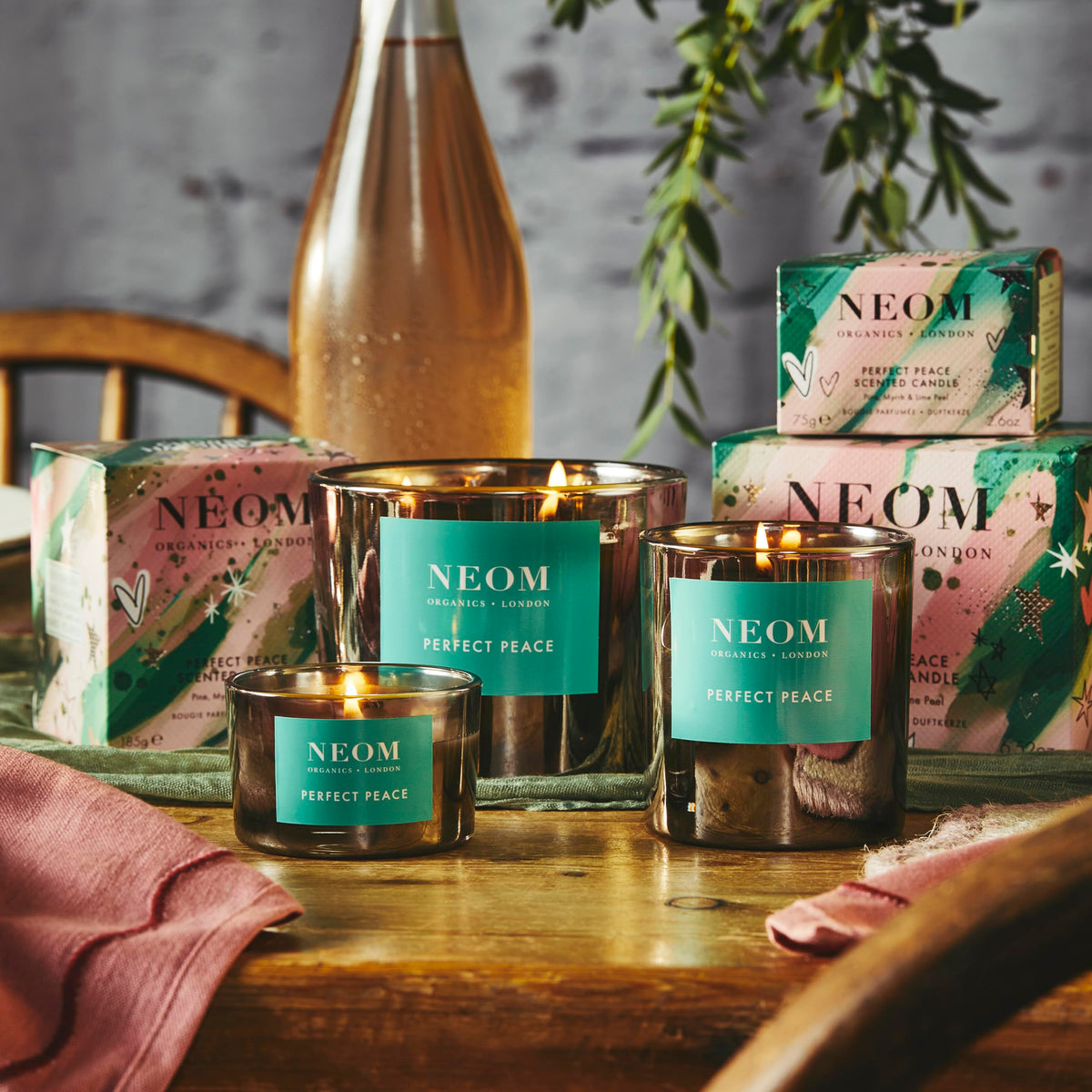 NEOM- Perfect Peace Luxury Scented Candle | Pine, Myrrh & Lime Peel | Christmas Gift… (1 Wick)