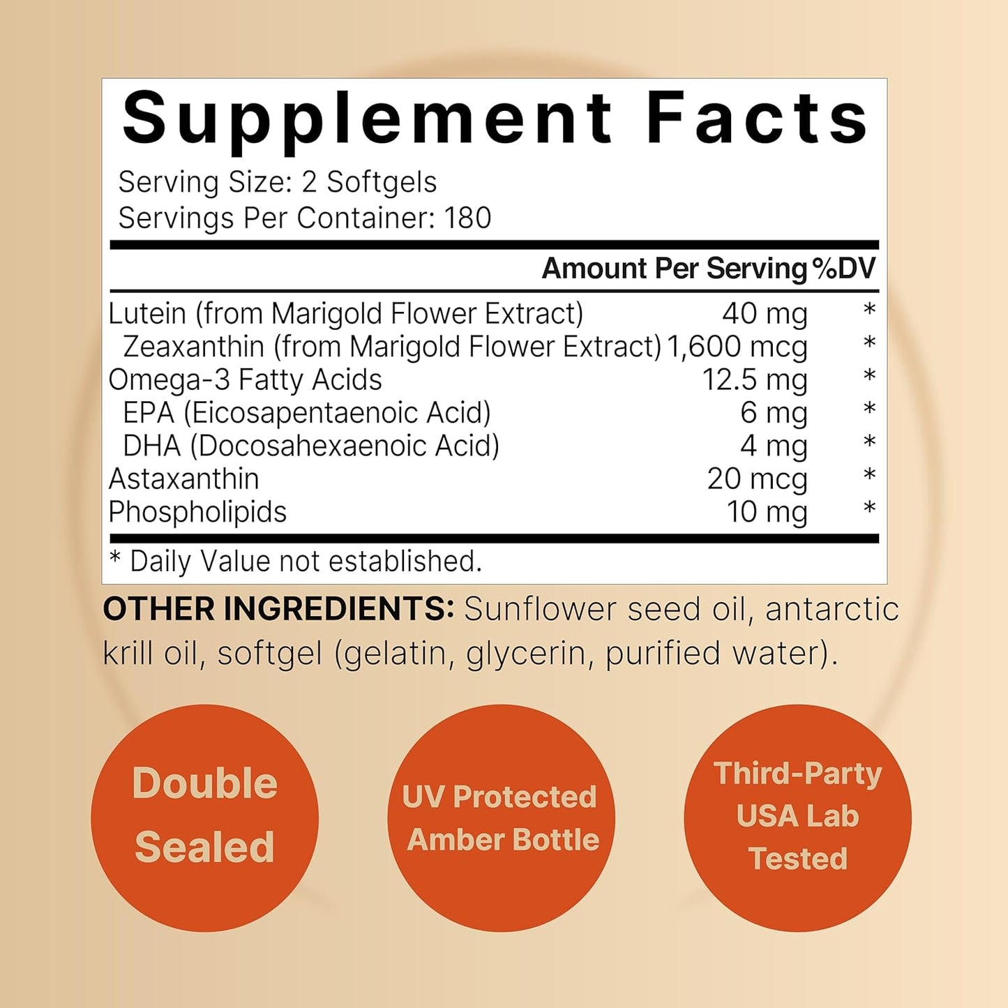 Lutein 40mg + Zeaxanthin 1,600mcg, 360 Softgels | 4-in-1 Formula with Astaxanthin, Omega-3 & Phospholipids | Marigold Flower Extract | Supports Eye, Brain & Vision Health | Non-GMO, Gluten Free
