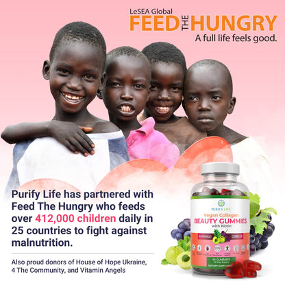 Purify Life Vegan Collagen Gummies with Biotin Vitamins for Hair Skin and Nails Health,
