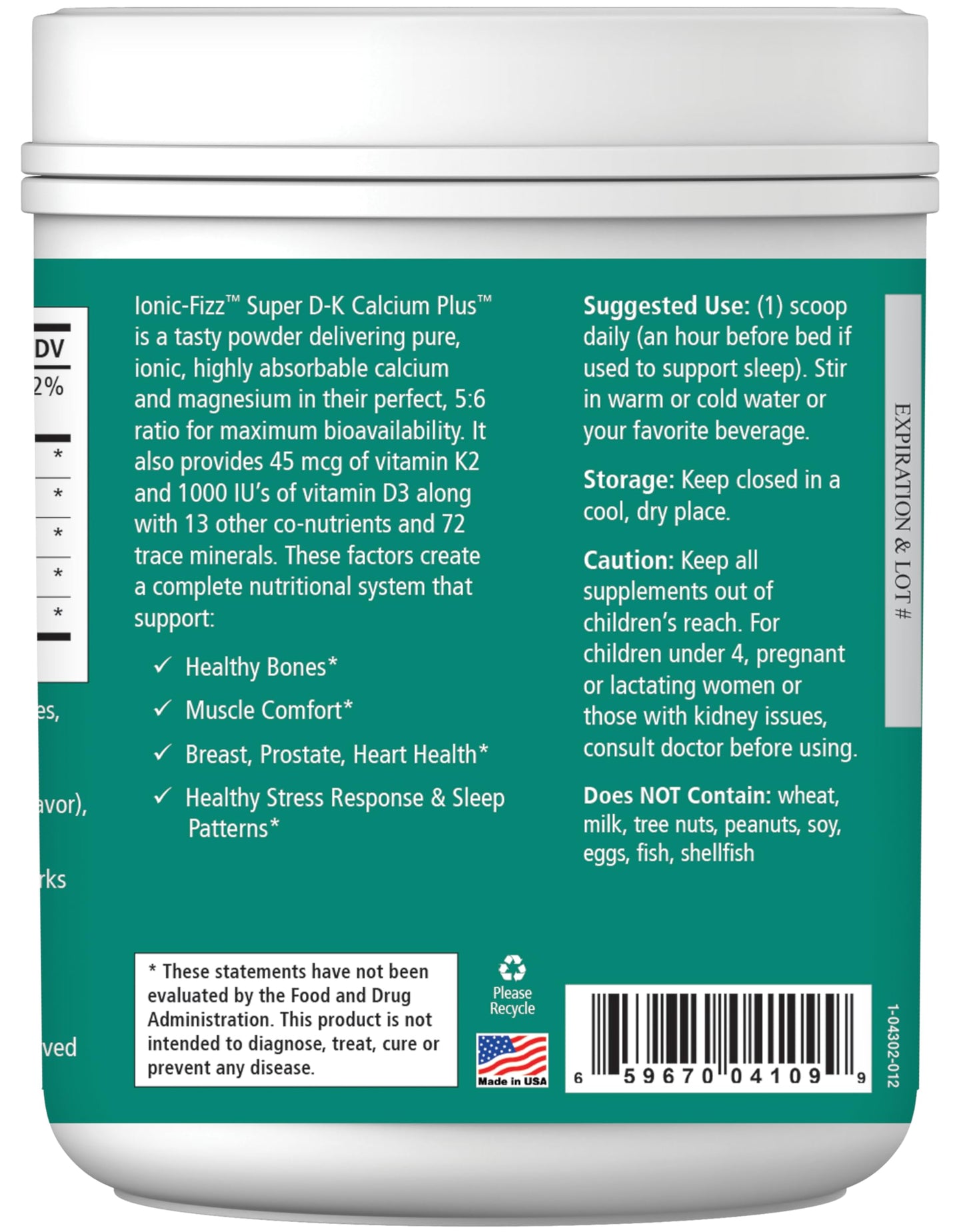Ionic Fizz Super D-K Calcium Plus by Pure Essence - with Extra Magnesium, Vitamin D3, Vitamin K2 for Strong Bones and Stress Support - Raspberry Lemonade - 14.82oz