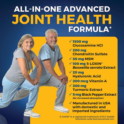 Viva Naturals Glucosamine Chondroitin MSM Joint Support Supplement, 90 Capsules - with Turmeric, Black Pepper, Boswellia and Hyaluronic Acid - Joint Health Supplement for Mobility and Flexibility