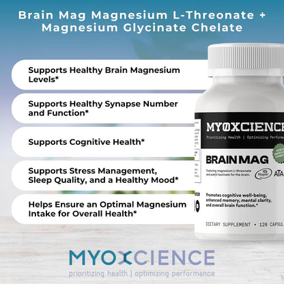 Magnesium L-Threonate + Mag Acetyl-Taurate (ATA Mag) + Mag Glycinate | Promotes Cognitive Well-Being, Enhanced Memory, Mental Clarity and Overall Brain Function | 120 Capsules