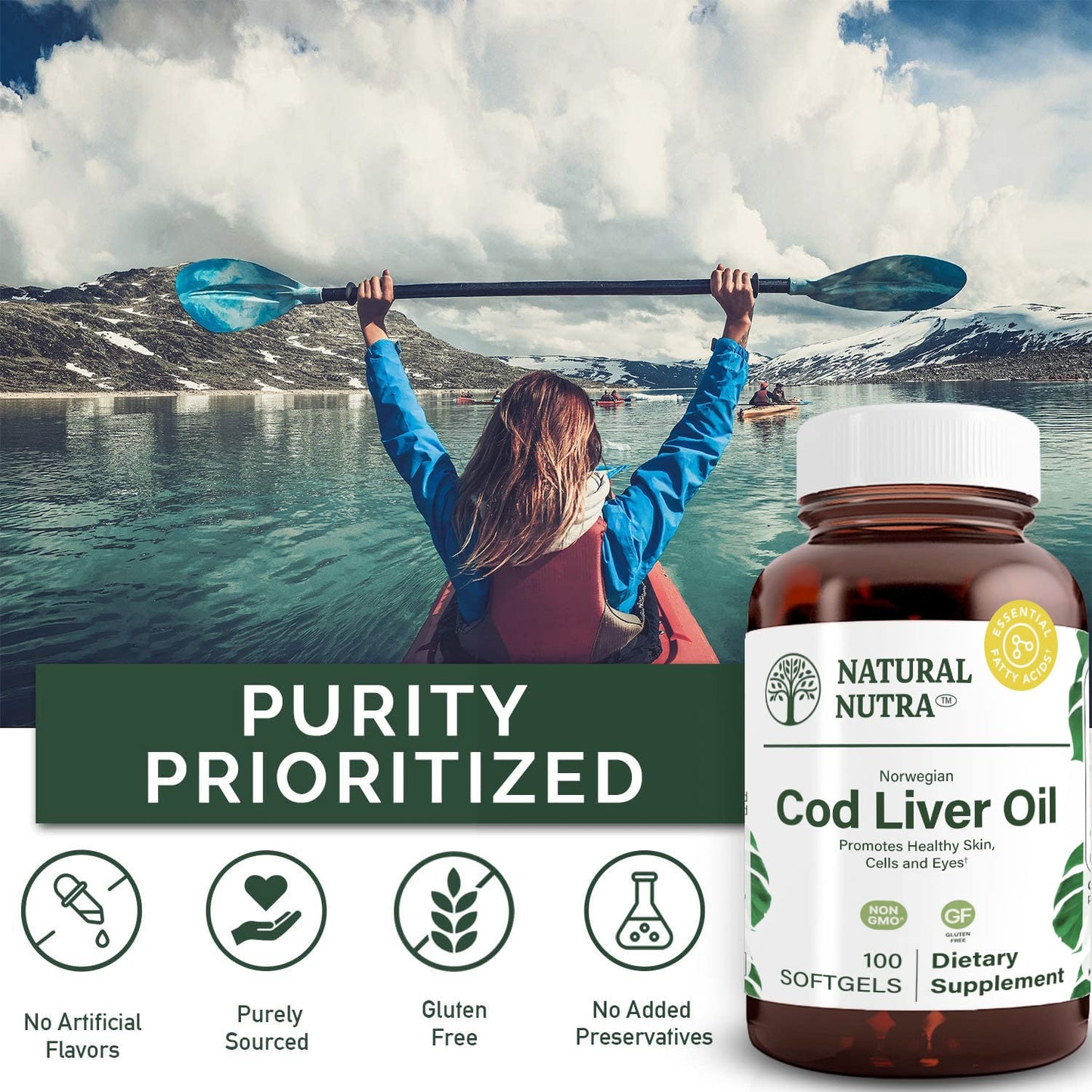 Natural Nutra Norwegian Cod Liver Oil Supplement 250 Softgels | Helps Maintain Skin & Body Density, Eye Health & Nerve Function, Promotes Dental Health, Supports Cardiovascular Health
