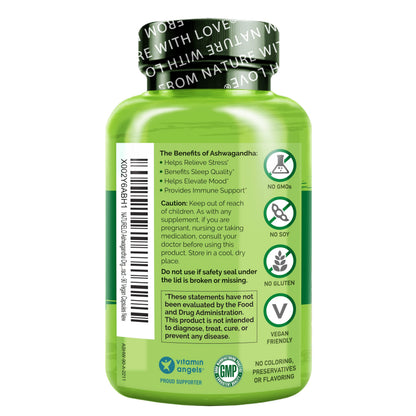 NATURELO Ashwagandha Organic Root Powder - Natural Herbs Supplement for Fatigue, Stress Relief, Mood Enhancer - with Black Pepper Extract - 90 Vegan Capsules
