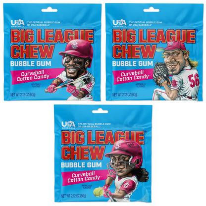 Big League Chew Original - Chewing Bubble Gum Pack of 3, 2.12 oz