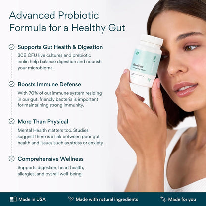 Bettervits Probiotics for Women & Men – 75 Billion CFU | Digestive Health and Gut Support Prebiotic | 14 Clinically Studied Strains with Vitamin B12, Lactobacillus and Inulin Fiber | 30 Capsules