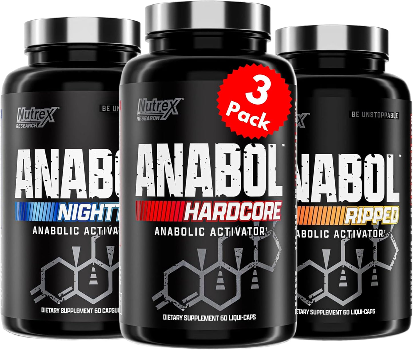 Nutrex Research Anabol Stack | Anabol Hardcore, Anabol Ripped and Anabol Nighttime PM Bundle