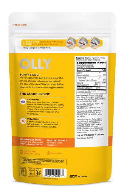 OLLY Hello Happy, Mood Support Gummies for Adults*, Vitamin D - 60 Count
