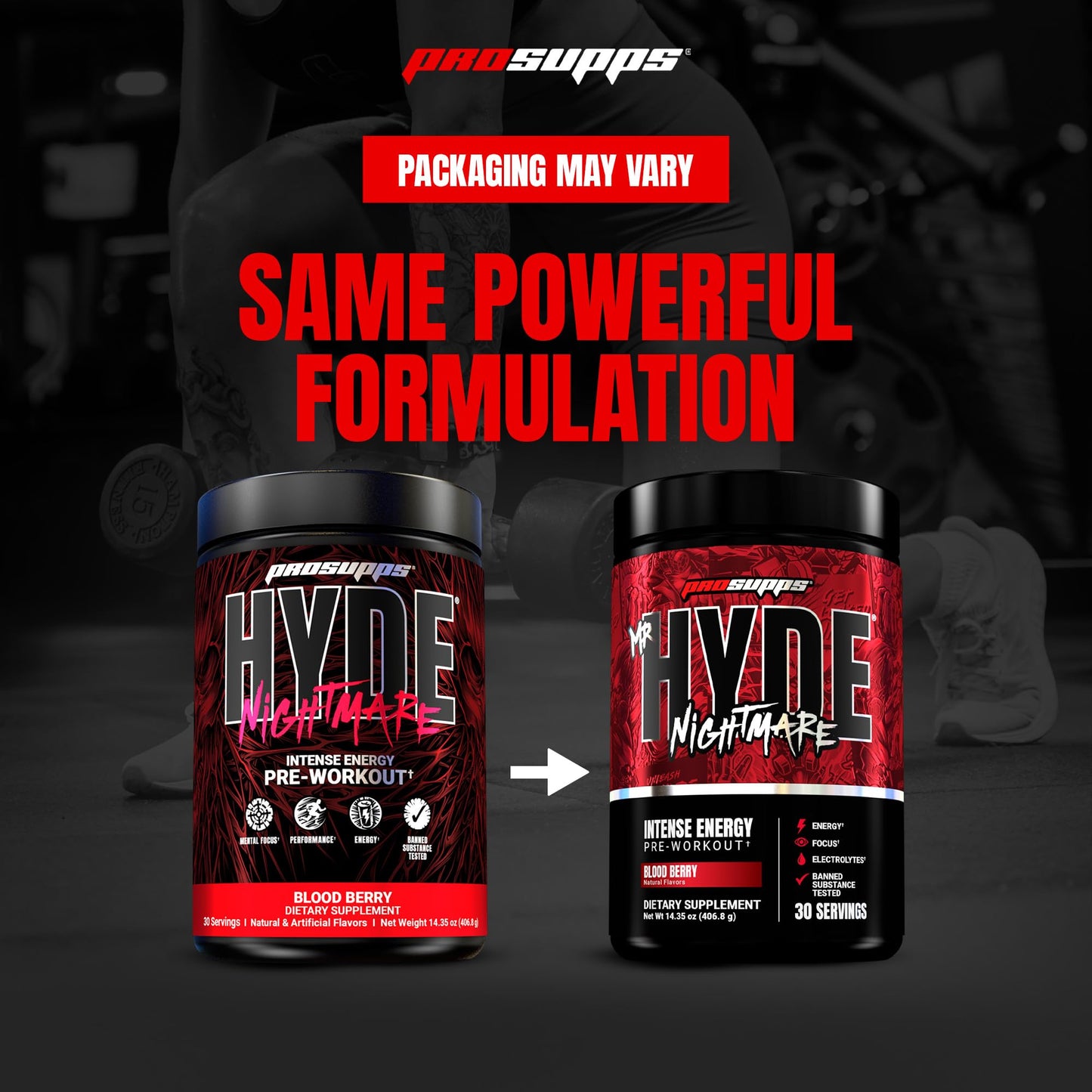 ProSupps Mr. Hyde Nightmare Pre Workout Powder with Caffeine & Beta Alanine - Preworkout for Intense Energy, Mental Focus & Performance - Gym & Fitness Supplements (Black N' Blueberry, 30 Servings)