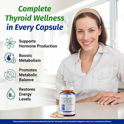 1 Body Thyroid Support Supplement + 60 Billion Probiotics for Men & Women