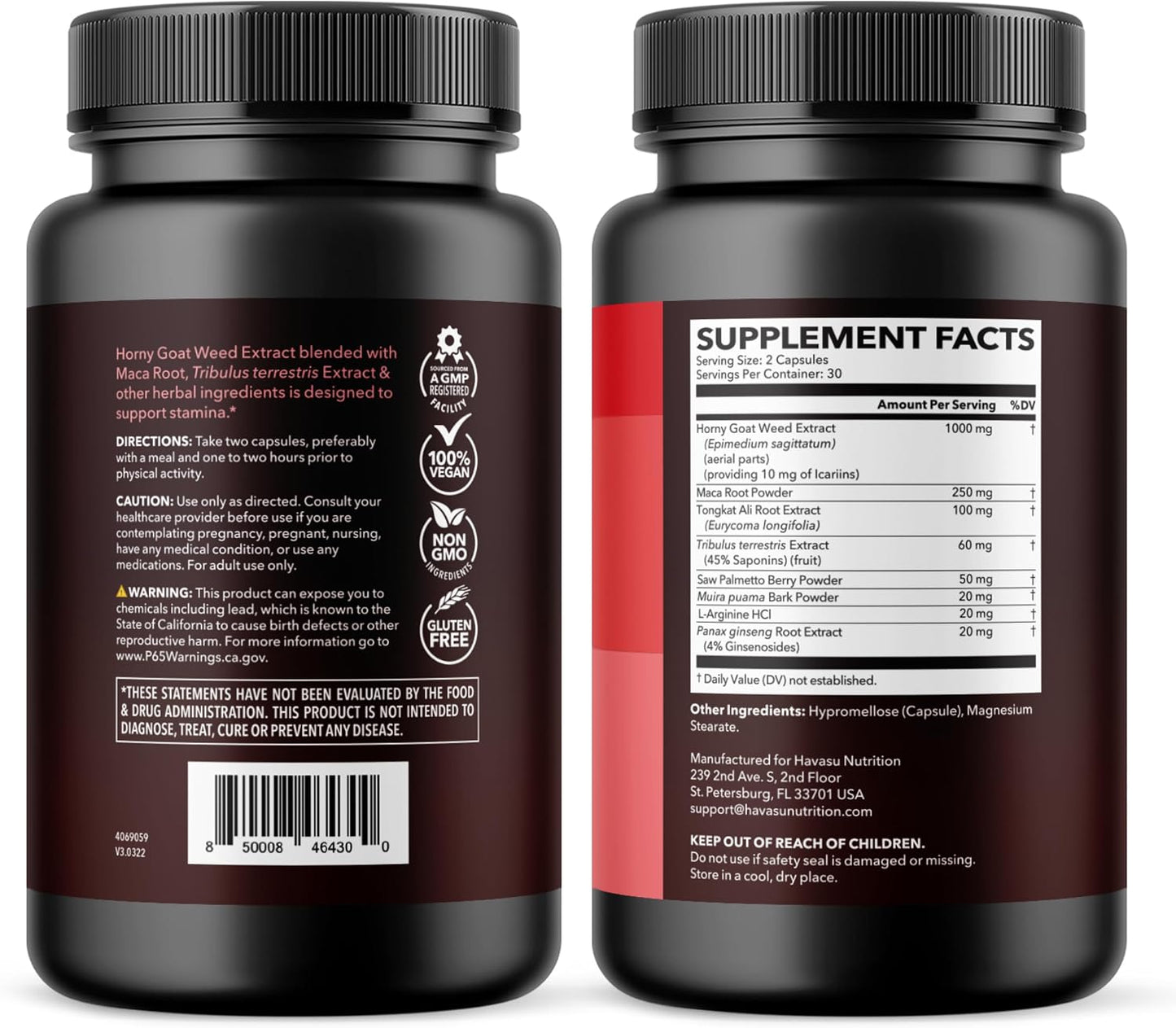 Horny Goat Weed with Maca, Tongkat Ali and Saw Palmetto, 30 Servings | Vegan, Non-GMO, Gluten free Horny Goat Weed Capsules for Men & Women, Extra Strength Performance, 60 Count, 1 Month Supply