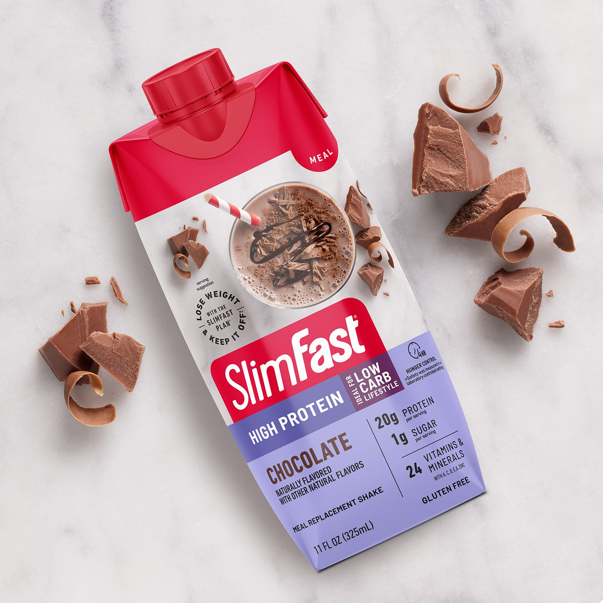 SlimFast Protein Shake, Chocolate- 20g Protein, Meal Replacement Shake Ready to Drink