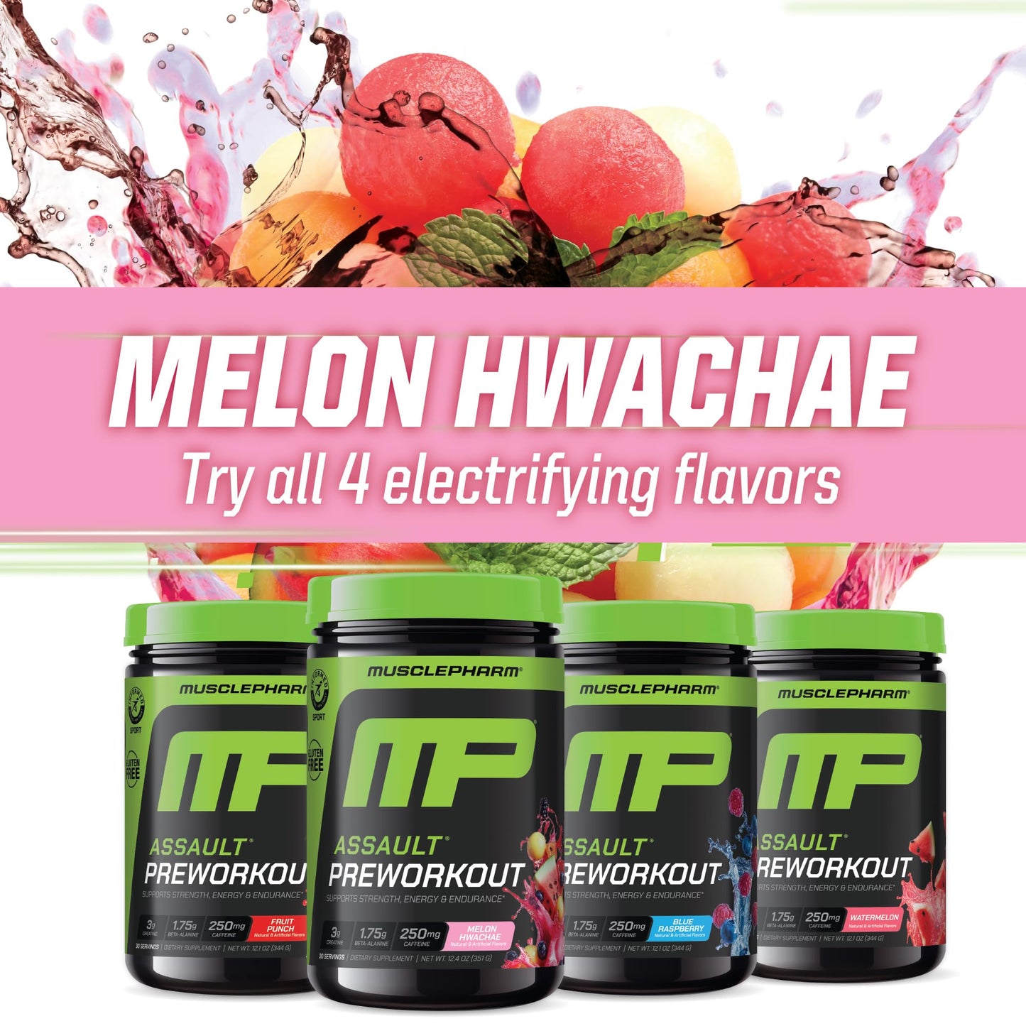 MusclePharm Assault Pre Workout Powder for Men & Women – Energy & Strength Boost Pre-Workout Supplements with Beta Alanine, Caffeine, Creatine & Betaine Anhydrous – 30 Servings, Fruit Punch Flavor