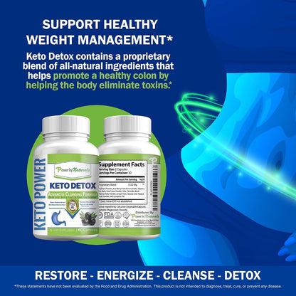 Power By Naturals Keto Support – Herbal & Botanical Blend for Digestive Balance & Energy – Vegan, Non-GMO, Gluten-Free – 60 Capsules (1-Month Supply)