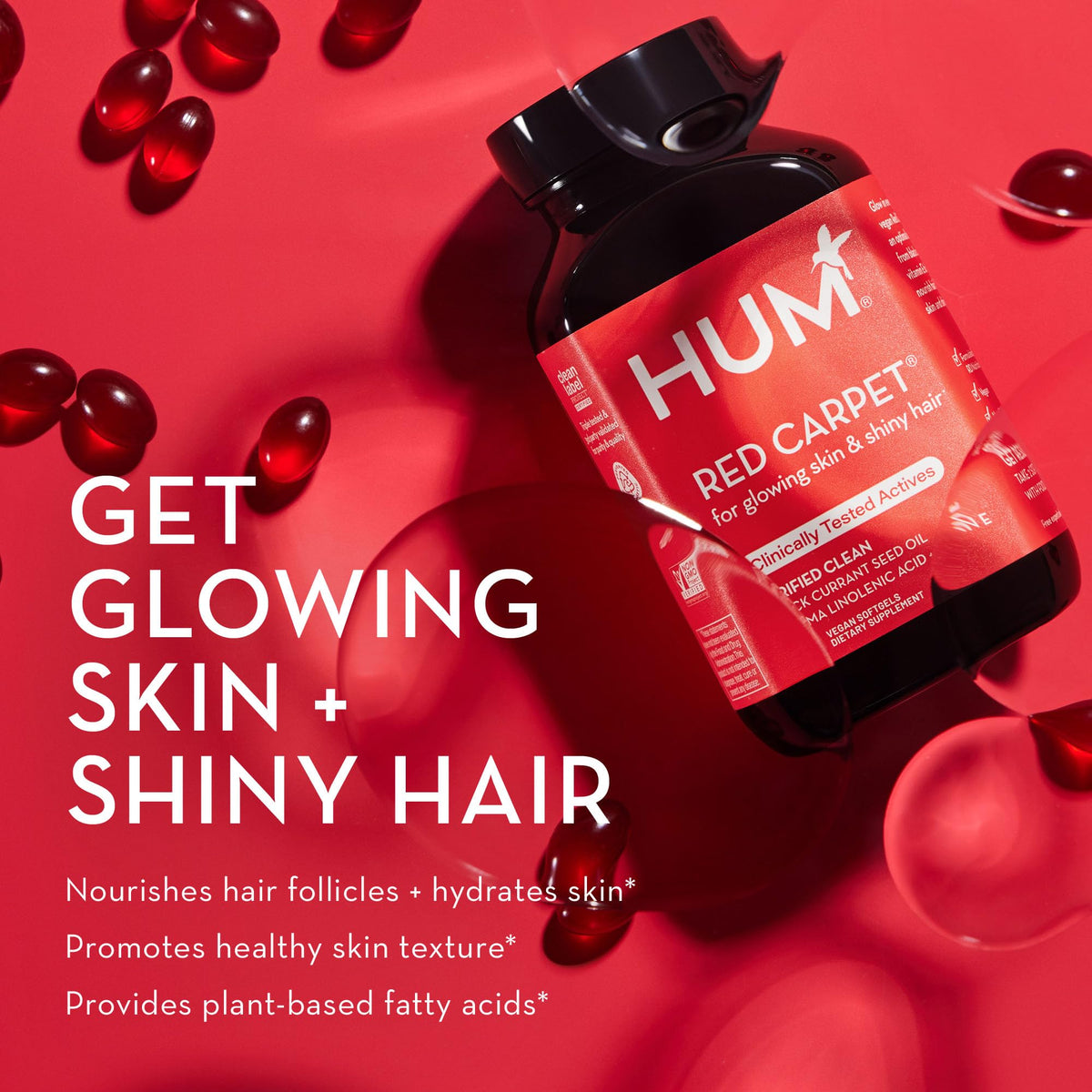 HUM Red Carpet - Skin & Hair Supplement - Black Currant Seed Oil for Glowing Skin