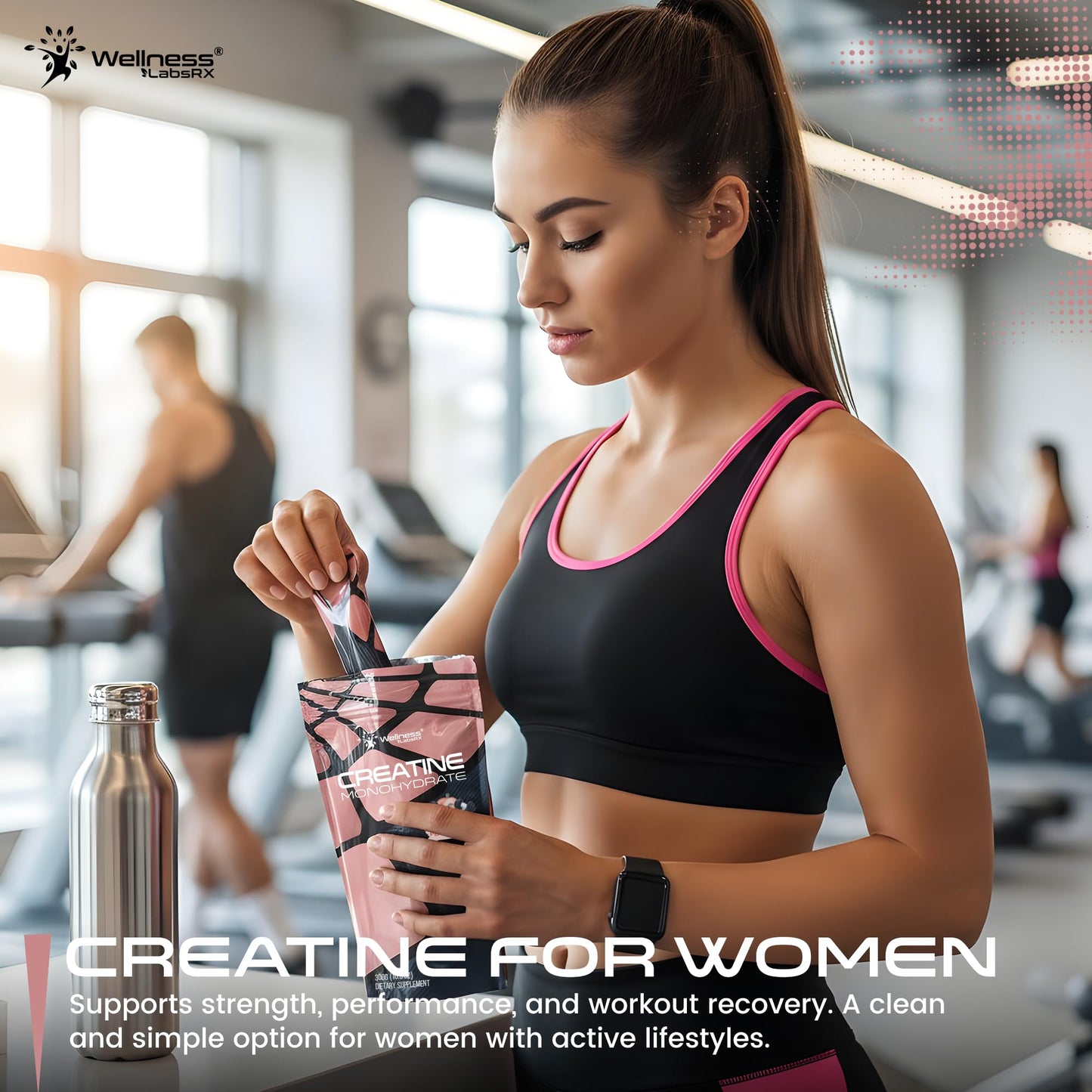 WELLNESS LABSRX Creatine Monohydrate Powder Sachets 300g – Fruit Punch Flavor Micronized Creatine Powder Supplement, Creatine for Women and Men, Supports Strength, Energy, Performance - 60 Servings