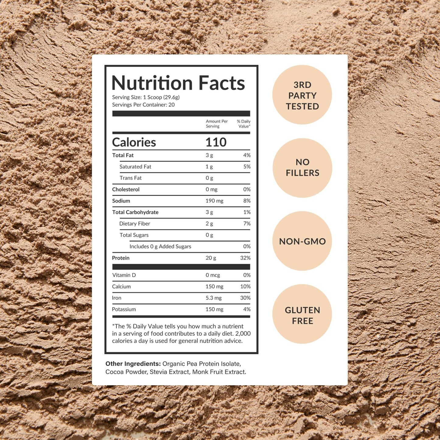 BEAM Vegan Protein Powder – Organic Pea Protein Isolate, 20g Plant-Based Protein per Serving, Third-Party Tested, No Added Sugar, Dairy Free, Soy Free, Gluten Free, 20 Servings, Chocolate