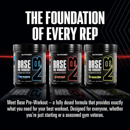 NutraBio Base Pre-Workout Powder 200mg Caffeine, Sustained Energy, Focus, Endurance, Pump, Sugar Free, Clean Preworkout for Men and Women - Beta Alanine, L-Tyrosine, 30 Servings - Lemon Lime