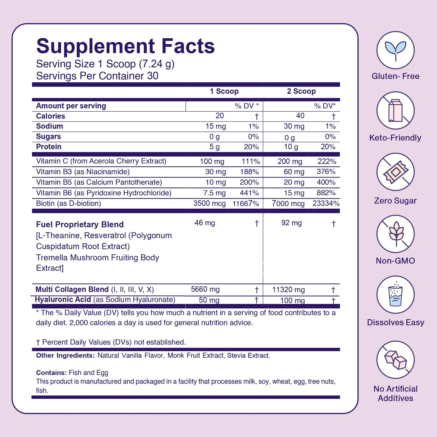 Fuel Multi Collagen Peptides Powder – 20g Hydrolyzed Collagen Types I, II, III, V & X – Hair, Skin, Nails & Joint Support – Keto & Gluten Free – Unflavored – 40 Servings (16.64oz)