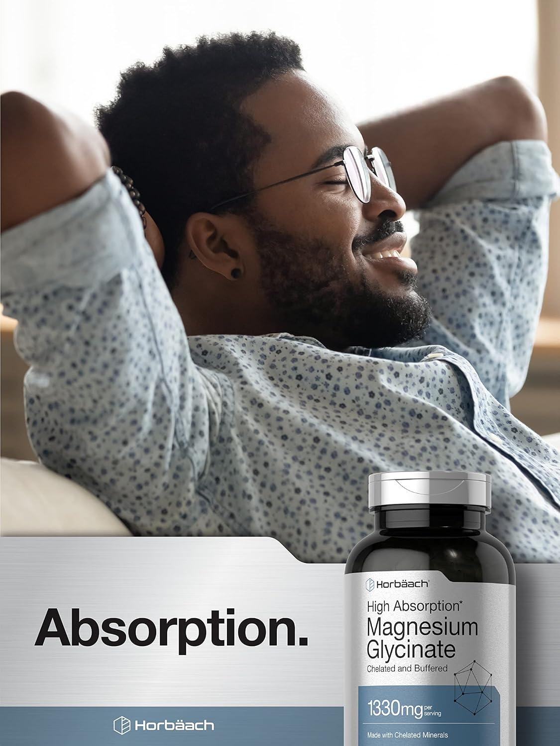 Horbaach Magnesium Glycinate 1330mg | 250 Capsules | Buffered with Chelated Minerals | 240 mg per Serving | Non-GMO, Gluten Free Supplement