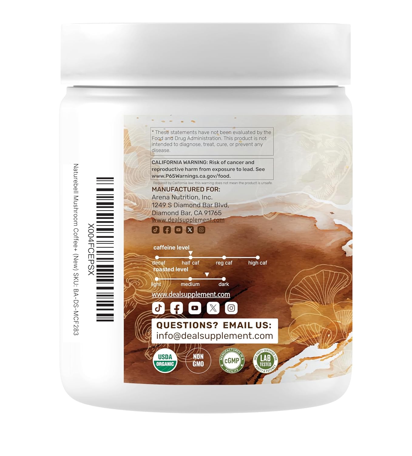 Organic Mushroom Coffee, 10oz – 10 Adaptogenic Mushrooms with Arabica Coffee + MCT Oil for Smooth Flavor – Turkey Tail, Lions Mane, Cordyceps, Chaga, Reishi – Immune, Energy,& Brain Support Supplement