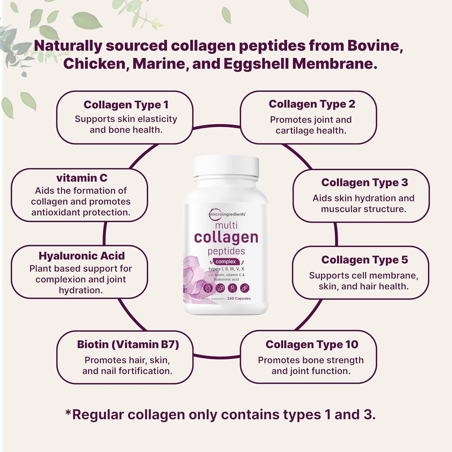 Micro Ingredients 8-in-1 Multi Collagen Pills & Mega Probiotics 200 Billion CFU Veggie Capsules | 2 Pack Bundle | Hydrolyzed Peptides + Hyaluronic Acid & Vitamin C | 40 Strains + Inulin & Bromelain