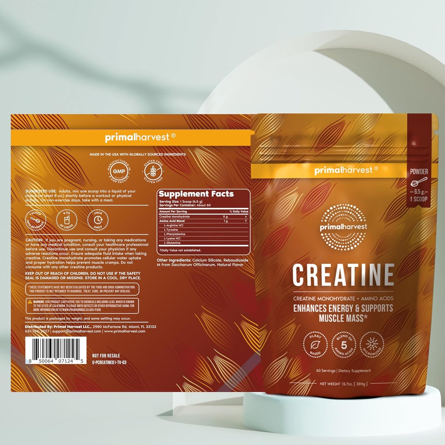 Primal Creatine Powder + Primal Hydration Stick Pack Bundle | 2-Pack | Boost Performance, Recovery & Electrolyte Balance | 30 Servings Each