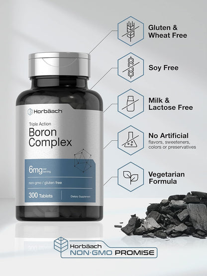 Horbäach Triple Boron Complex 6 mg Supplement | 300 Tablets