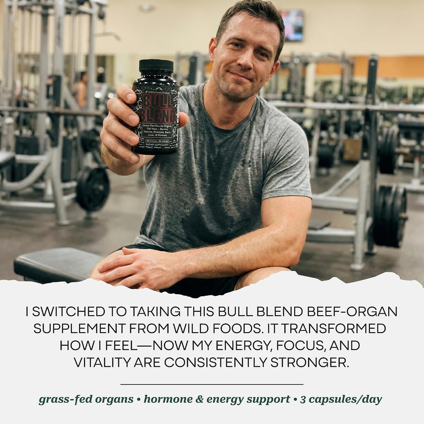 Wild Grass Fed Beef Organ Supplement for Men - Complete Ancestral Nutrition Complex with Beef Liver, Testicle, Prostate & Bone Matrix - Organ Meat Supplements - 30 Day Supply