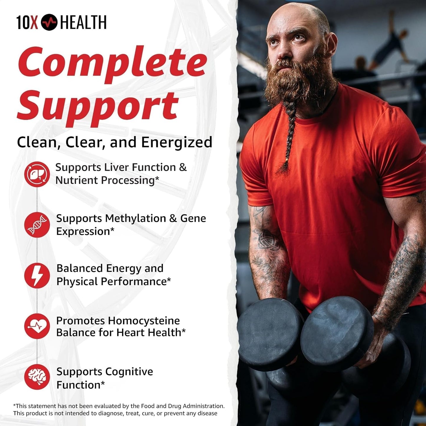 10X Health Tmg Supplements - 60 Capsules | Trimethylglycine: Betaine Anhydrous, Liver & Heart Support, Non-GMO & Gluten-Free