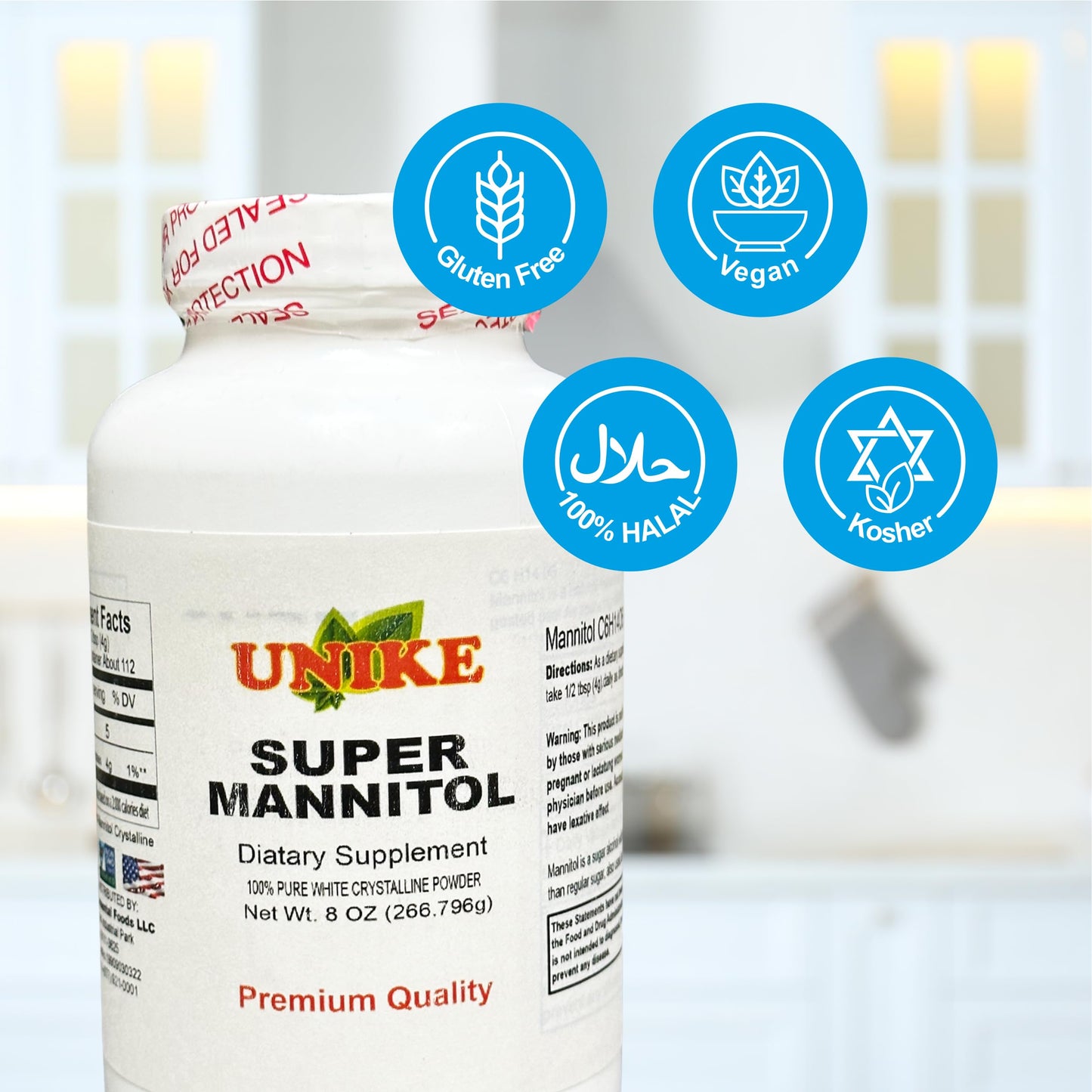 Unike Nutra Mannitol Powder - Mannitol Sweetener, Sugar Substitute, Mannitol Supplement, Natural & Gluten Free, 4g per Servings, Premium Mannitol Powder, 1kg (2.2 lbs) (Pack of 1)