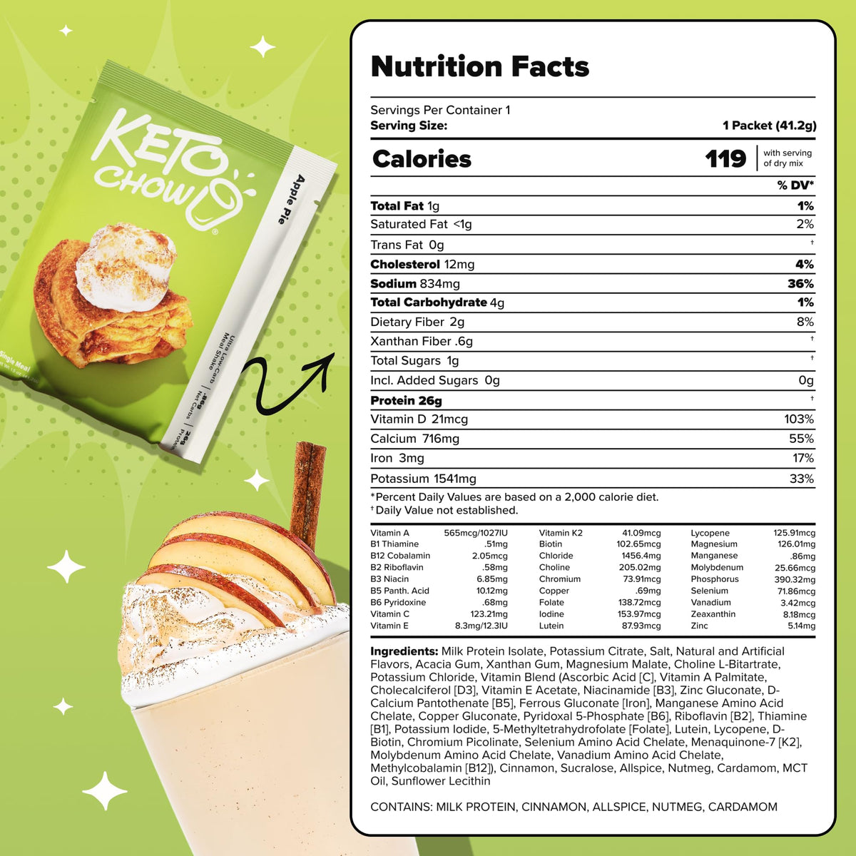 Keto Chow Chocolate Peanut Butter Meal Replacement Shake Powder, 3 Meals