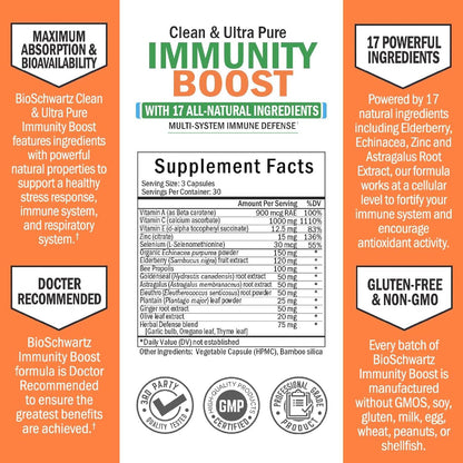 Immune Support Supplement for Adults with Vitamin C and Zinc, 90 Capsules