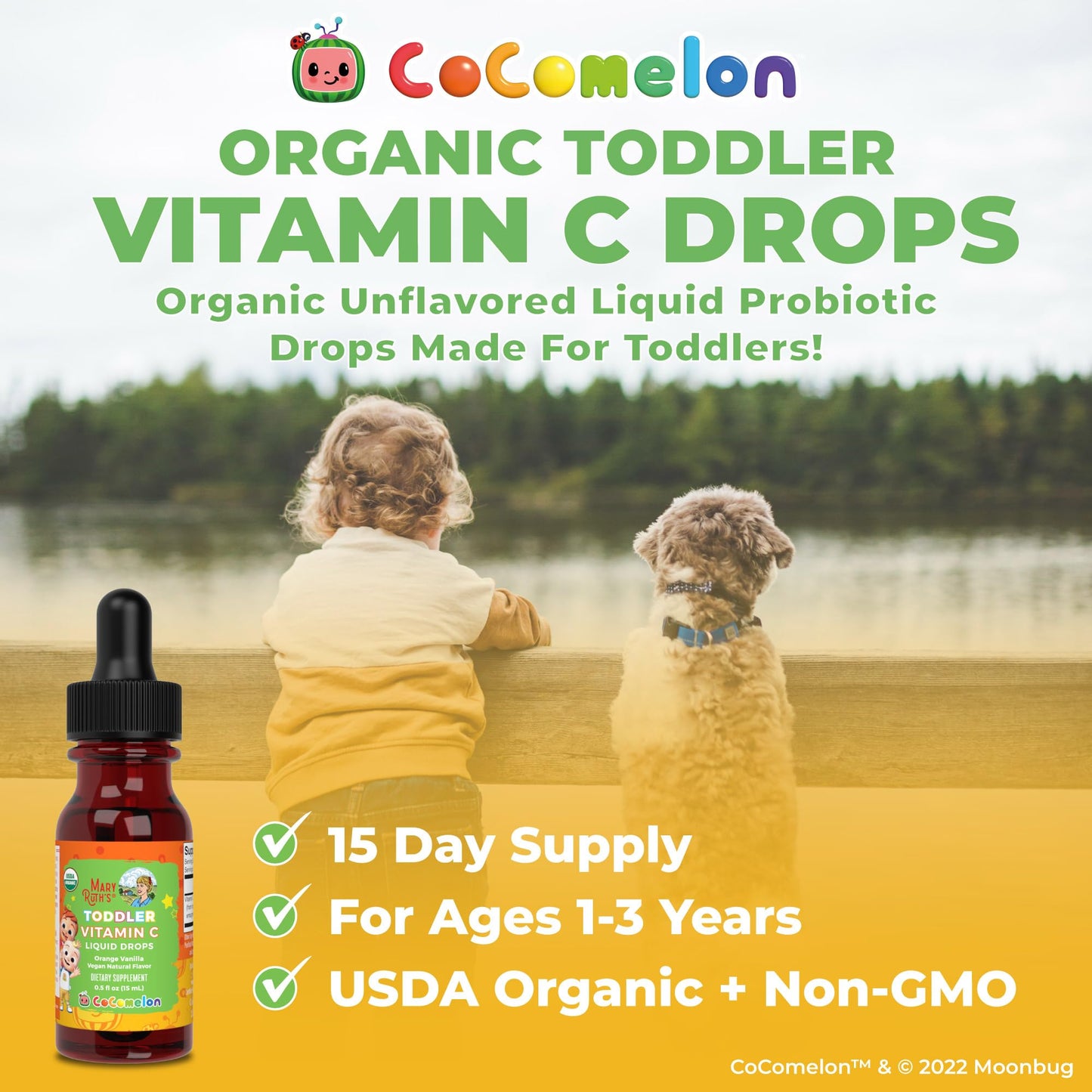MARYRUTH'S USDA Organic Kids Vitamin C Drops Vegan Vitamin C Immune Support Supplement for Ages 4-13 | Immune Support & Overall Health | Vitamin C from Organic Acerola Fruit Extract | 2oz