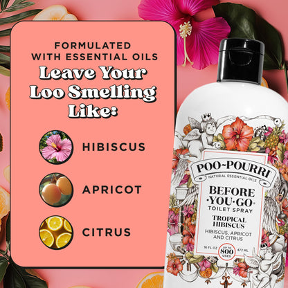 Poo-Pourri Before-You-Go Toilet Spray, Tropical Hibiscus, 2 Fl Oz - Hibiscus, Apricot and Citrus