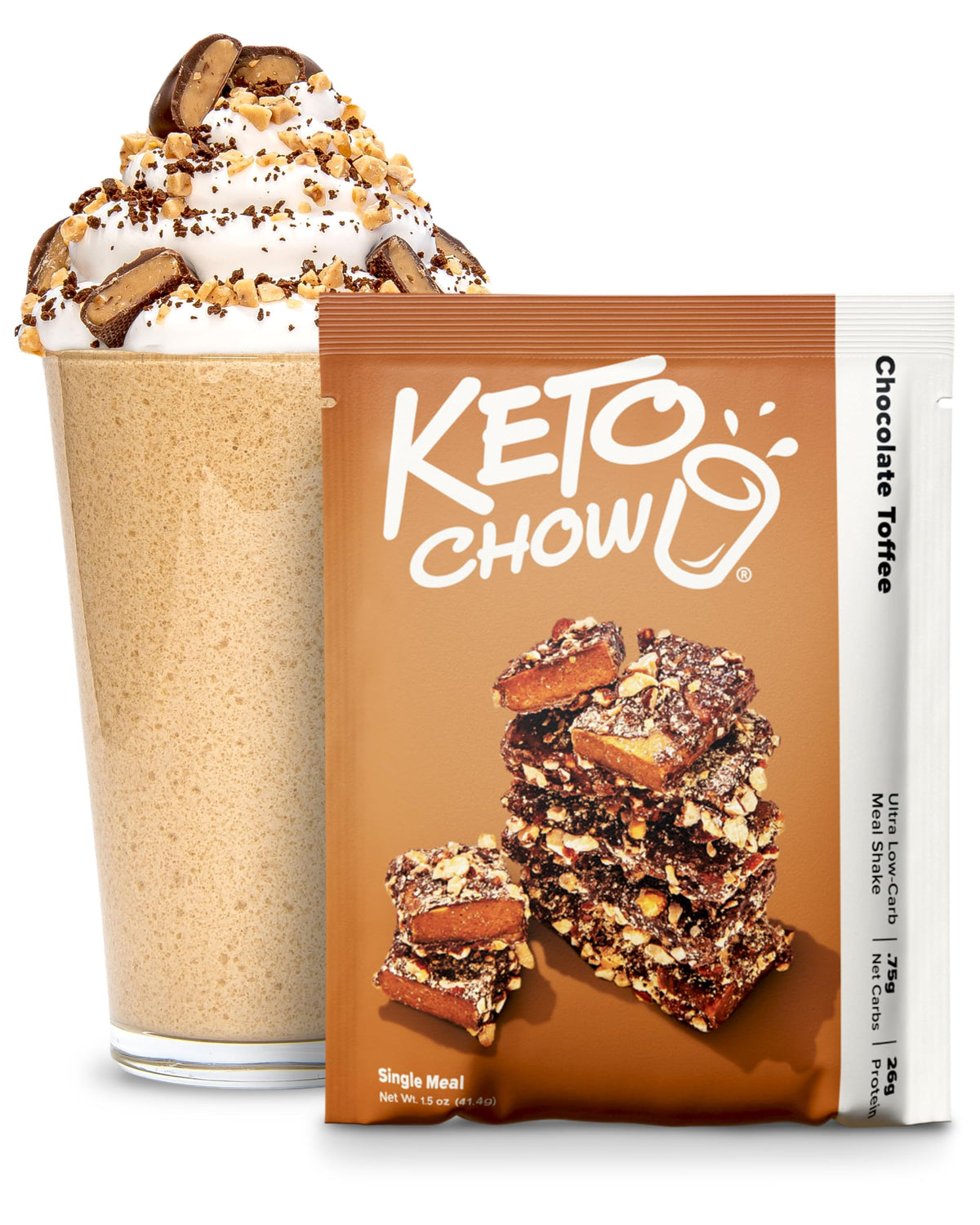 Keto Chow Chocolate Peanut Butter Meal Replacement Shake Powder, 1 Meal