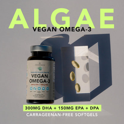 AMANDEAN Vegan Omega-3 Supplement, Algal Oil Algae DHA EPA Softgels, 120ct