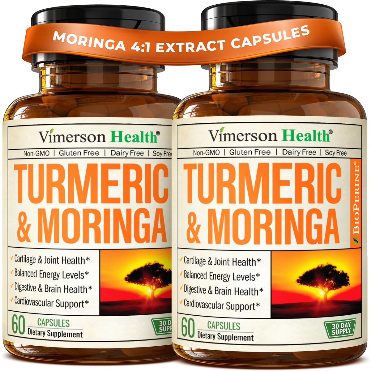 Moringa Capsules 4:1 Extract with Organic Turmeric & BioPerine 60 Capsules