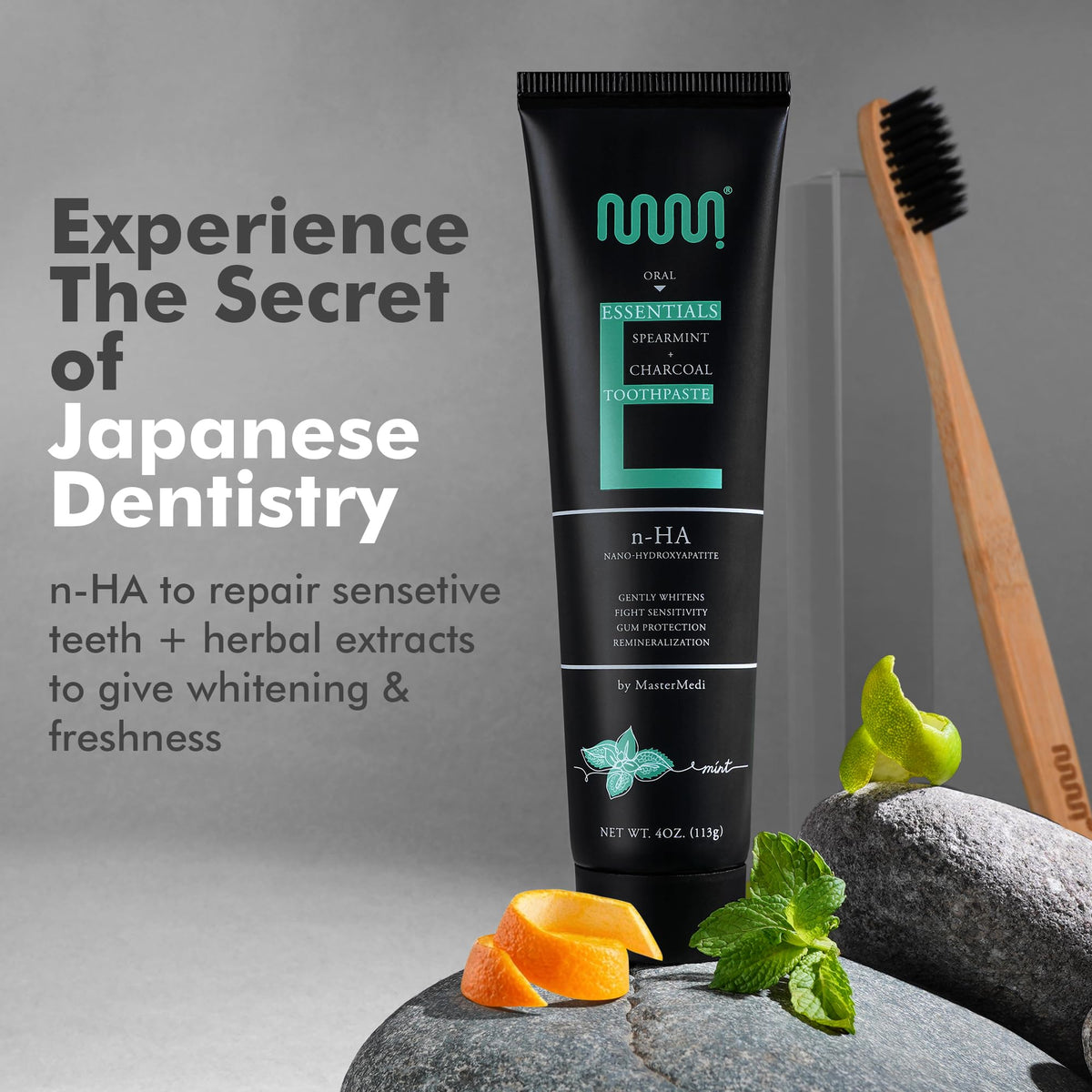 MasterMedi Nano Hydroxyapatite Toothpaste with Xylitol – Fluoride & SLS Free, Remineralizing Formula for Whitening, Sensitive Teeth, Enamel Repair & Strength, Magic Mint, 4 oz (Pack of 1)