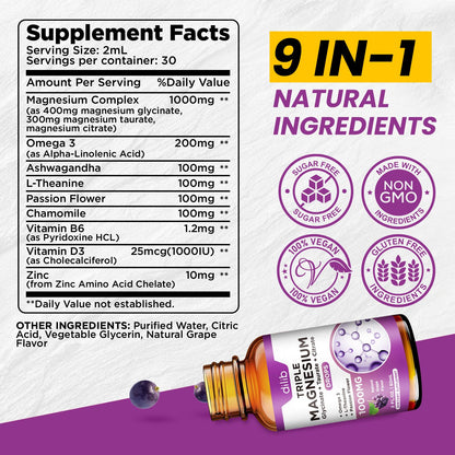 Magnesium Citrate Liquid Magnesium Drops Supplement 500mg-Support Stress Relief, Bone, Muscle, Mood, Sleep-2 Fl Oz, Vegan, Pineapple Flavor