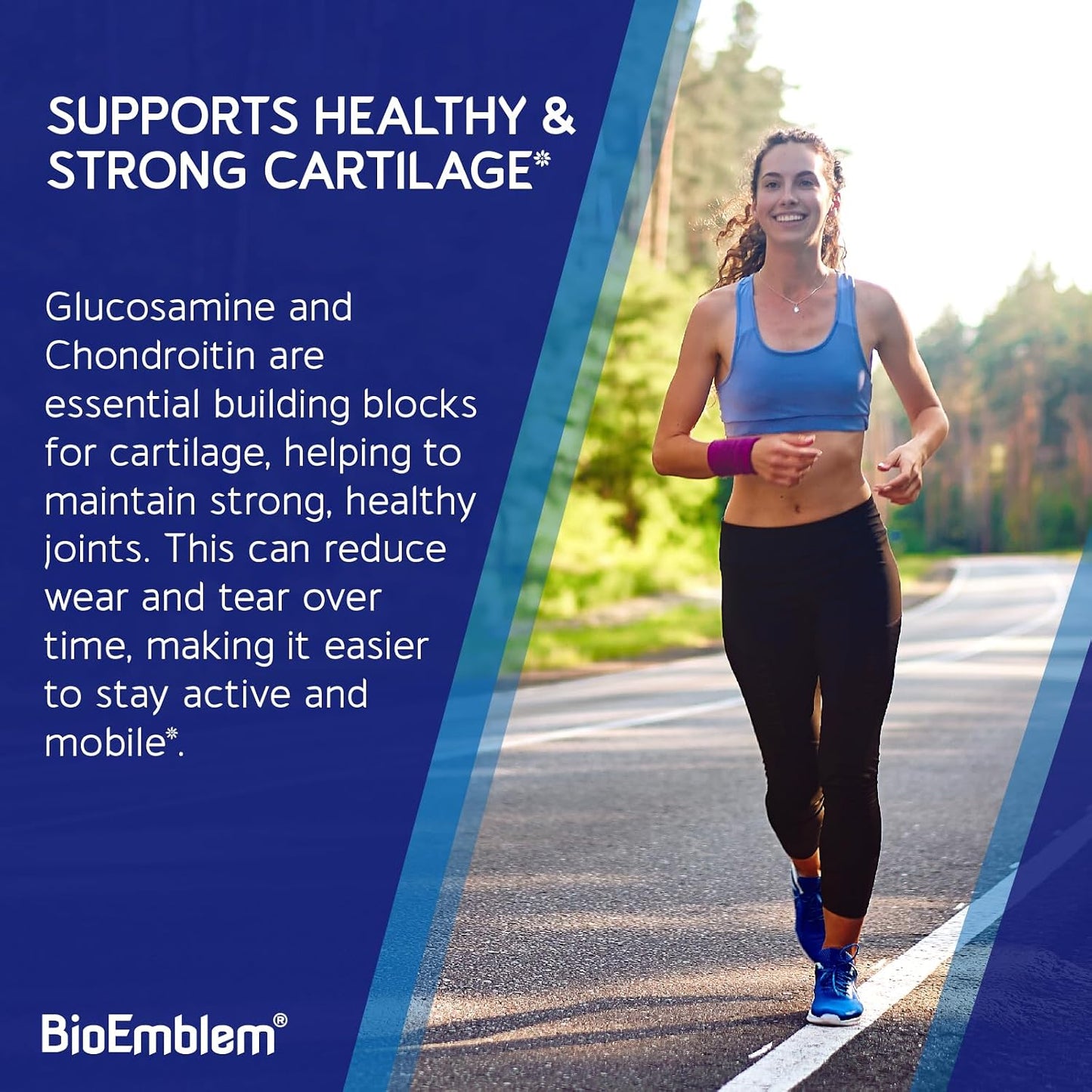 BioEmblem Glucosamine Sulfate 1500mg with Chondroitin & MSM, Joint Support Supplement with Boswellia, Turmeric & Hyaluronic Acid, Supports Mobility, Flexibility & Cartilage Health, Non-GMO, 90 Caps