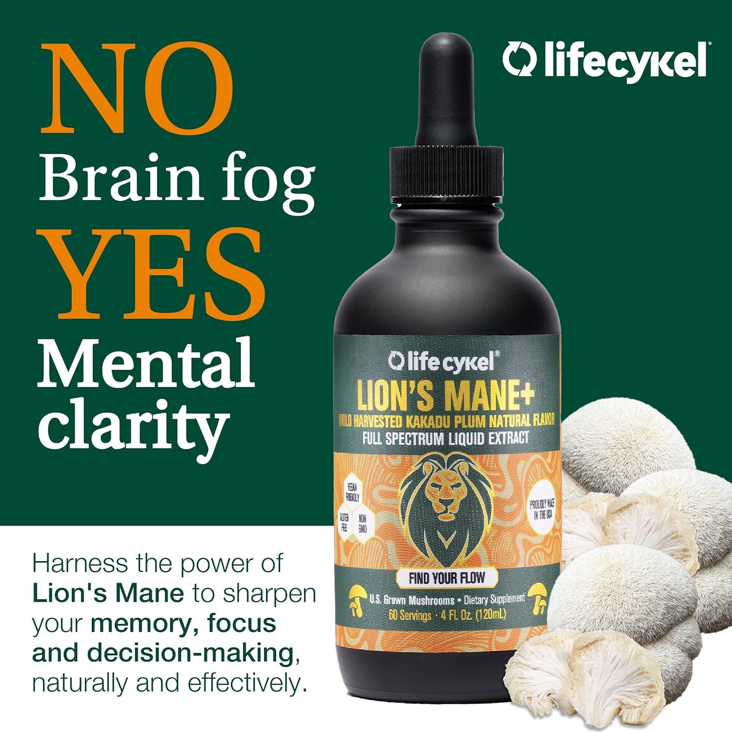 Life Cykel This is It Pack - Chaga, Lion's Mane & Cordyceps Mushroom Extract - Full-Spectrum Mushroom Tincture for Energy, Mental Clarity & Immune Support - Vegan, Non-GMO- 2Fl/Oz Per Bottle
