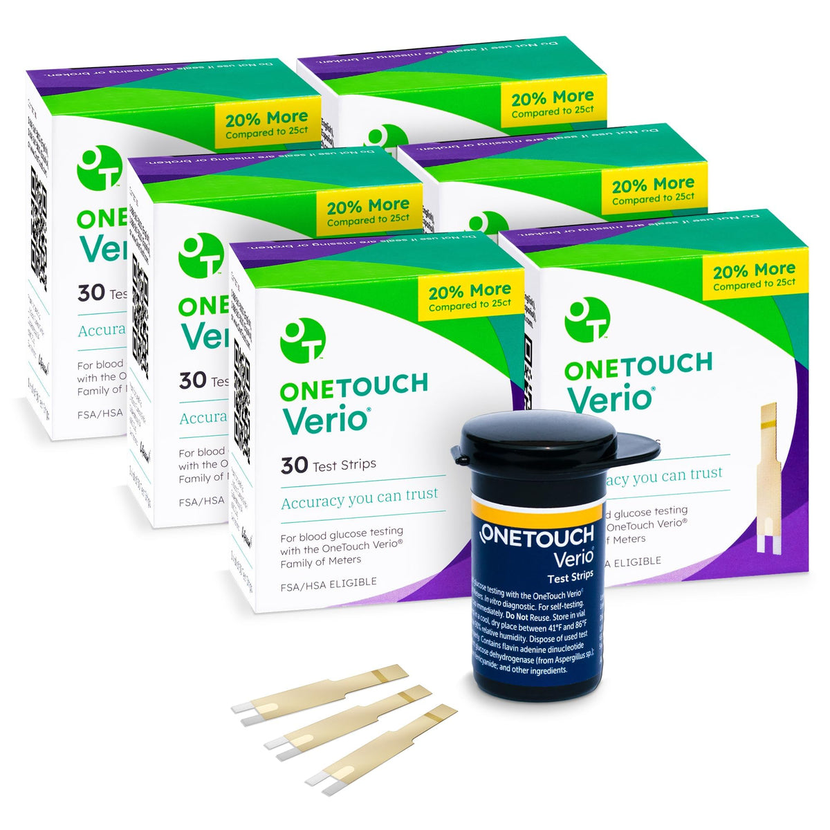 OneTouch Verio Test Strips for Diabetes Value Pack - 180 Count | Diabetic