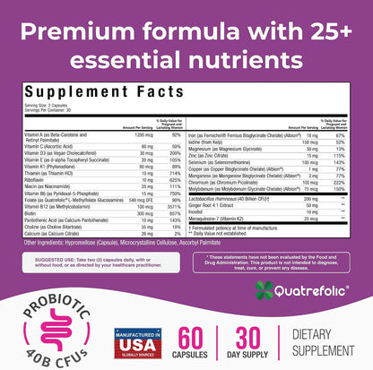 NatureGenX Methyl Prenatal with Probiotics – Prenatal Vitamins for Women with Iron, Methyl Folate, Ginger, Active B12 & 28 Nutrients – Vegan, Non-GMO, Gluten-Free – 60 Capsules (1-Month Supply)