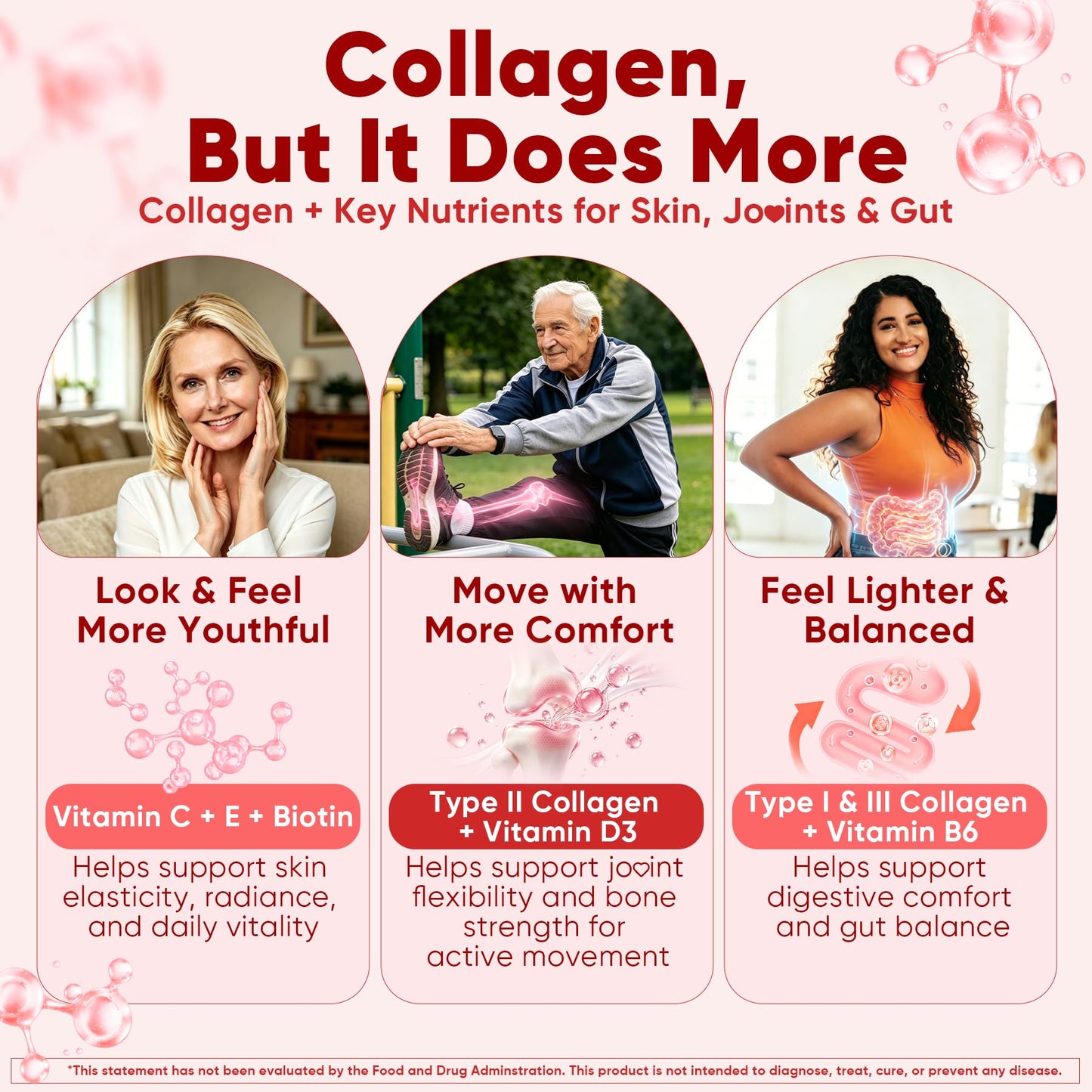 Collagen Peptide Gummies for Women & Men Sugar-Free, Multi Collagen Hydrolyzed w/ 1500mg Protein Type I,II,III,V,X, 5000mcg Biotin, Methylated B12, Vitamin C A E D3 B6 for Skin Hair Nails, Bone, 60Cts